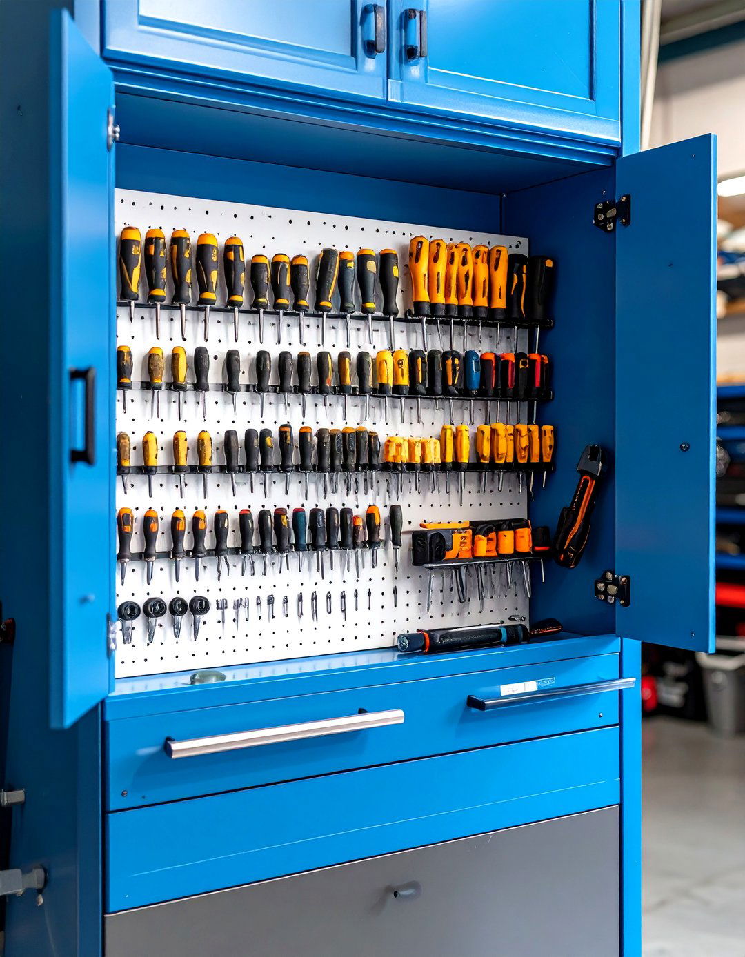 The Pegboard Cabinet Door Organizer - 30 garage storage ideas diy