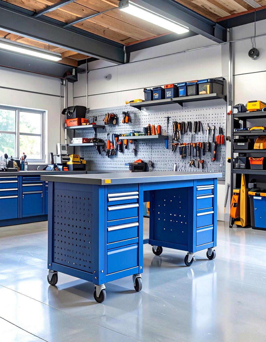 The Pegboard Island Workbench - 30 garage pegboard ideas