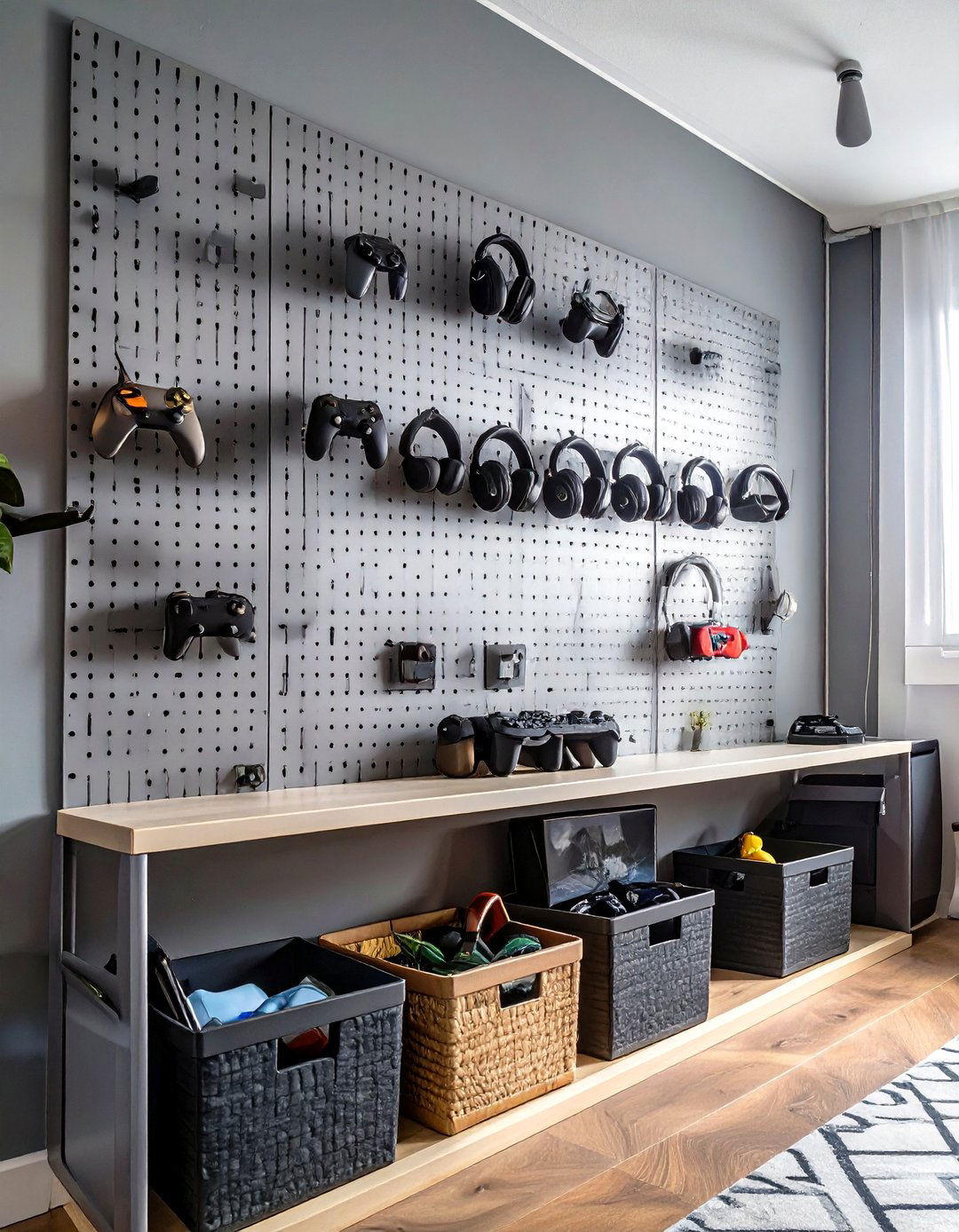The Pegboard Organization Hub - 30 game room ideas on a budget
