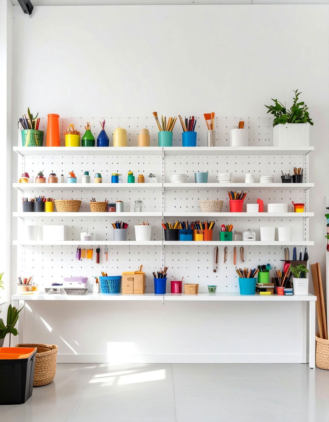 The Pegboard Organizer Wall - 30 office shelving ideas