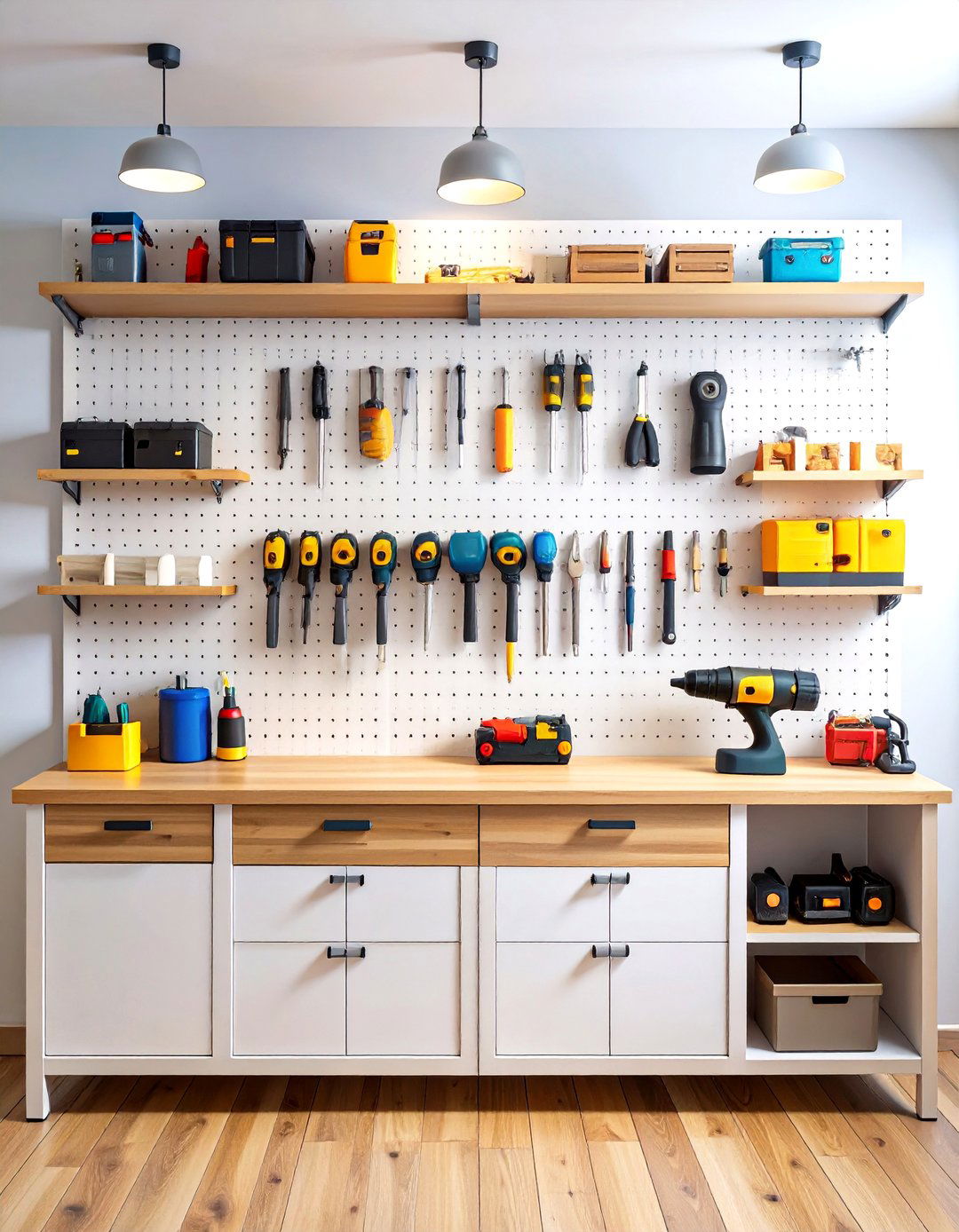 The Pegboard Power Tool Station - 30 garage storage ideas diy