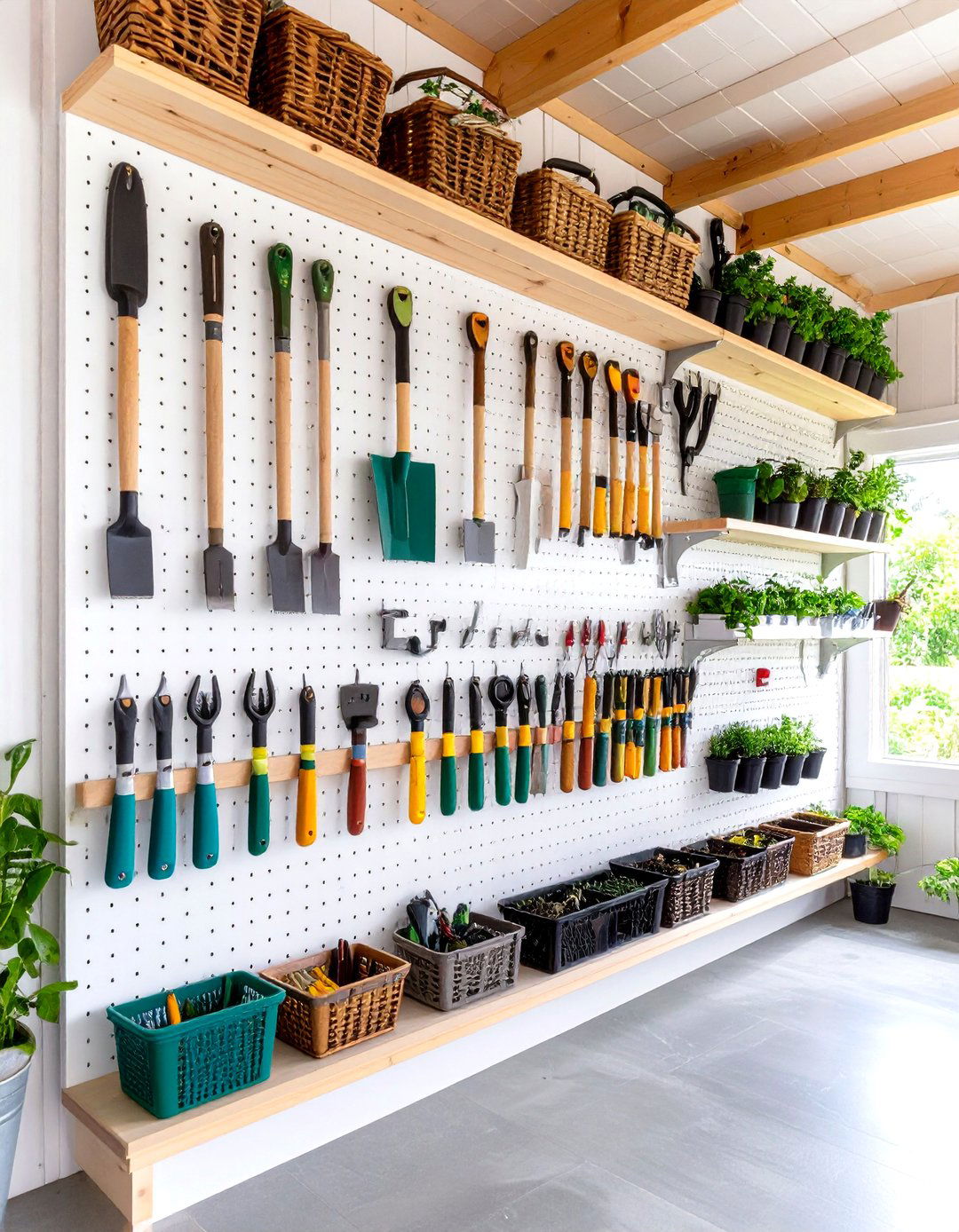 The Pegboard Wall Garden Tool System - 30 garden tool storage ideas