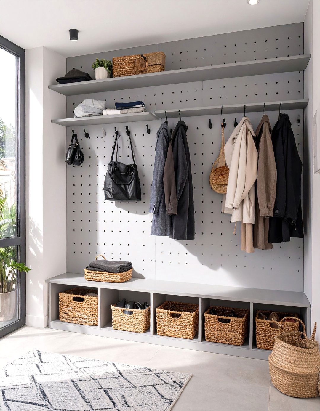 The Pegboard Wall Organizer - 30 coat closet ideas