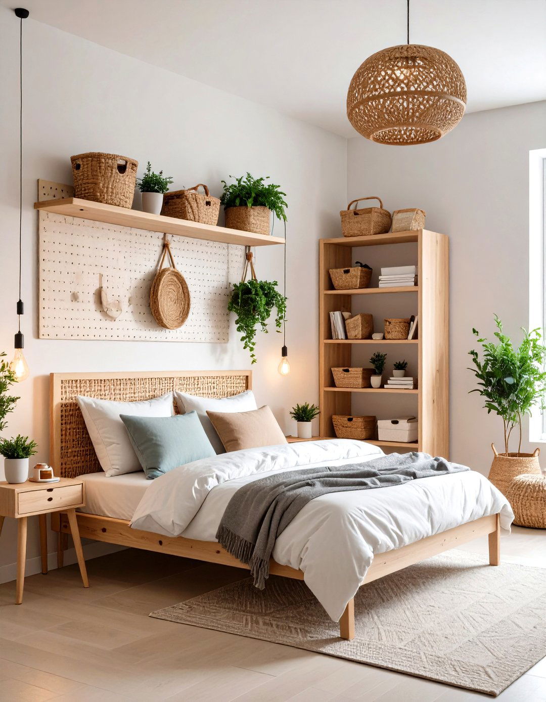 The Pegboard Wall Organizer - 30 layout ways to arrange a small bedroom ideas