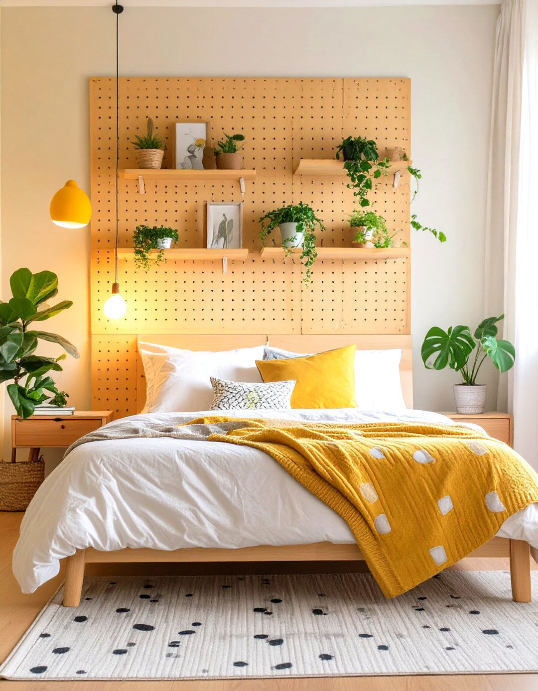 The Pegboard Wall Organizer Bedroom - 30 mid century modern bedroom ideas