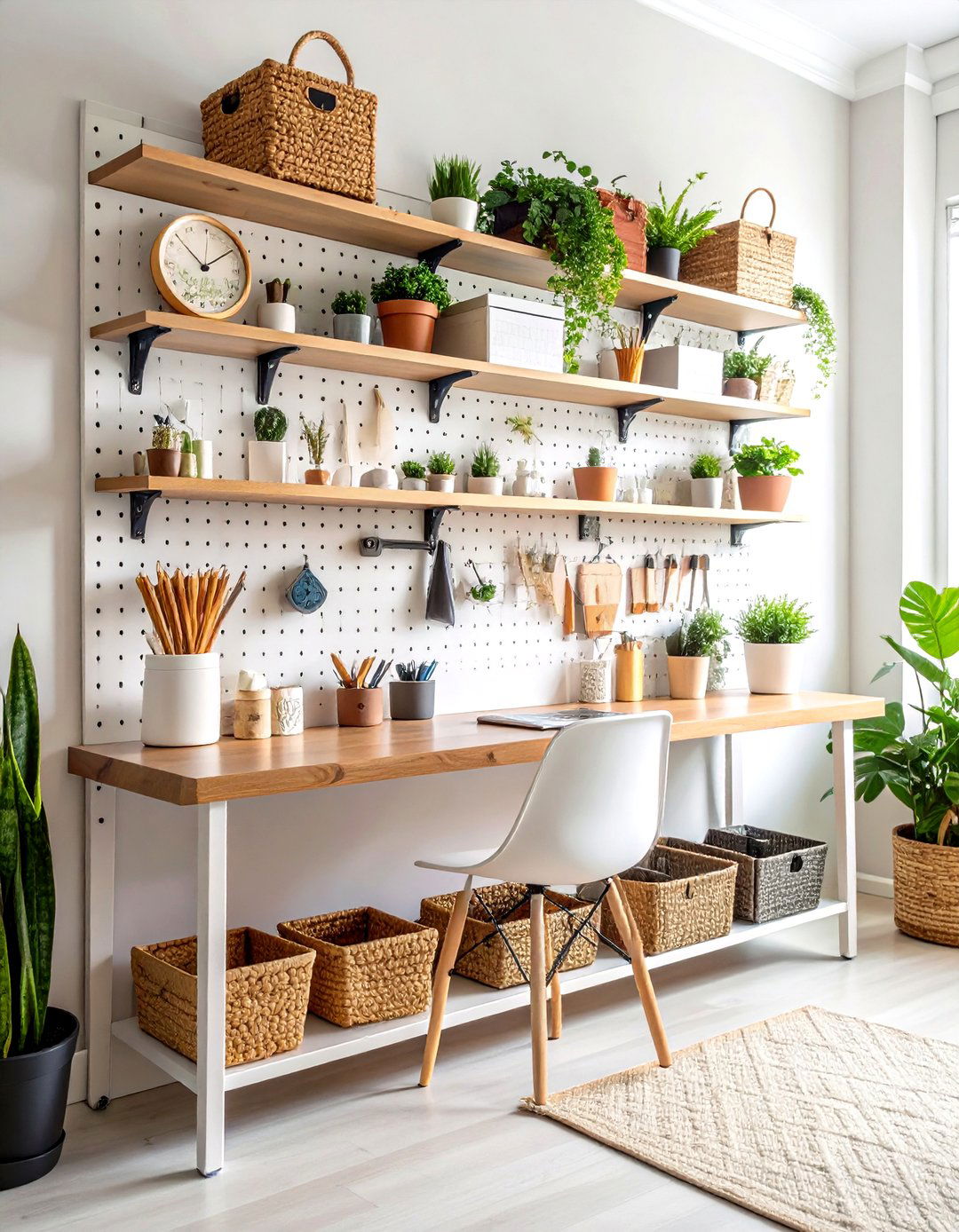 The Pegboard Wall Organizer System - 30 home office storage ideas