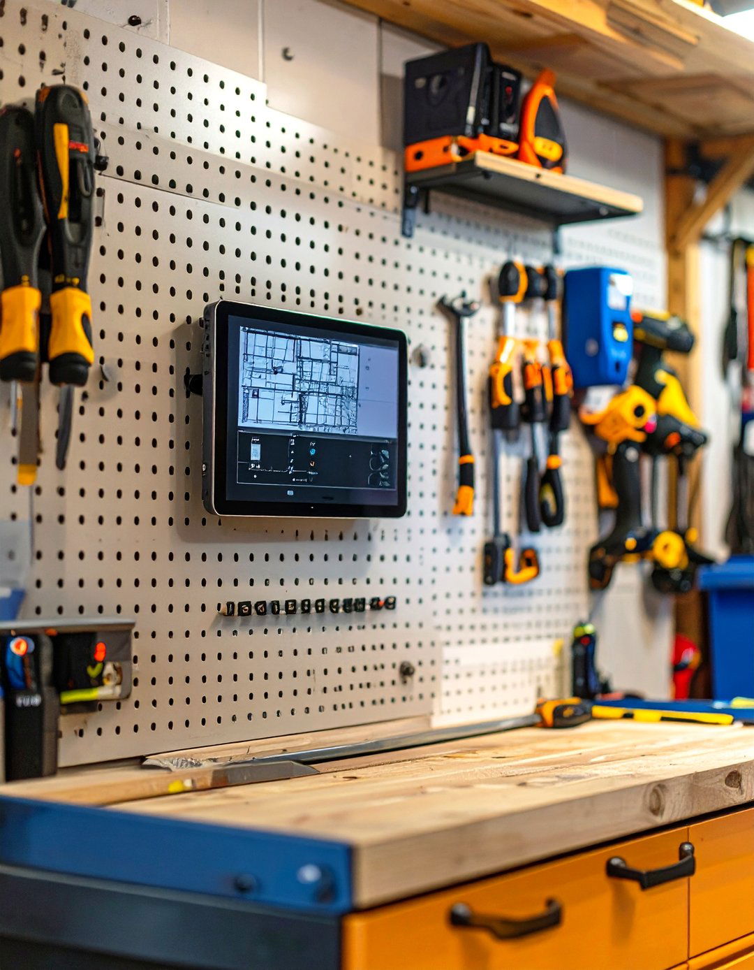 The Pegboard with Digital Integration - 30 garage pegboard ideas