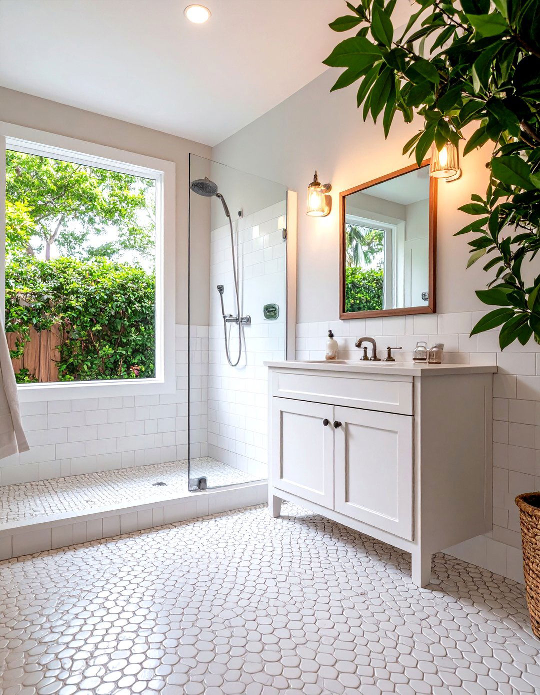 The Penny Tile Bathroom Floor - 30 limited space small bathroom designs with shower