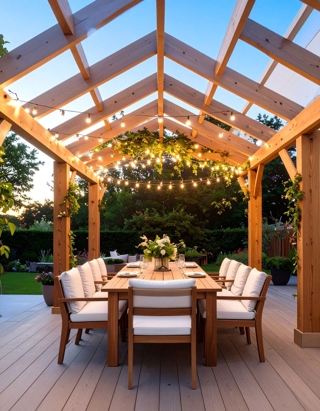 The Pergola Covered Dining Deck Layout - 30 deck furniture layout ideas