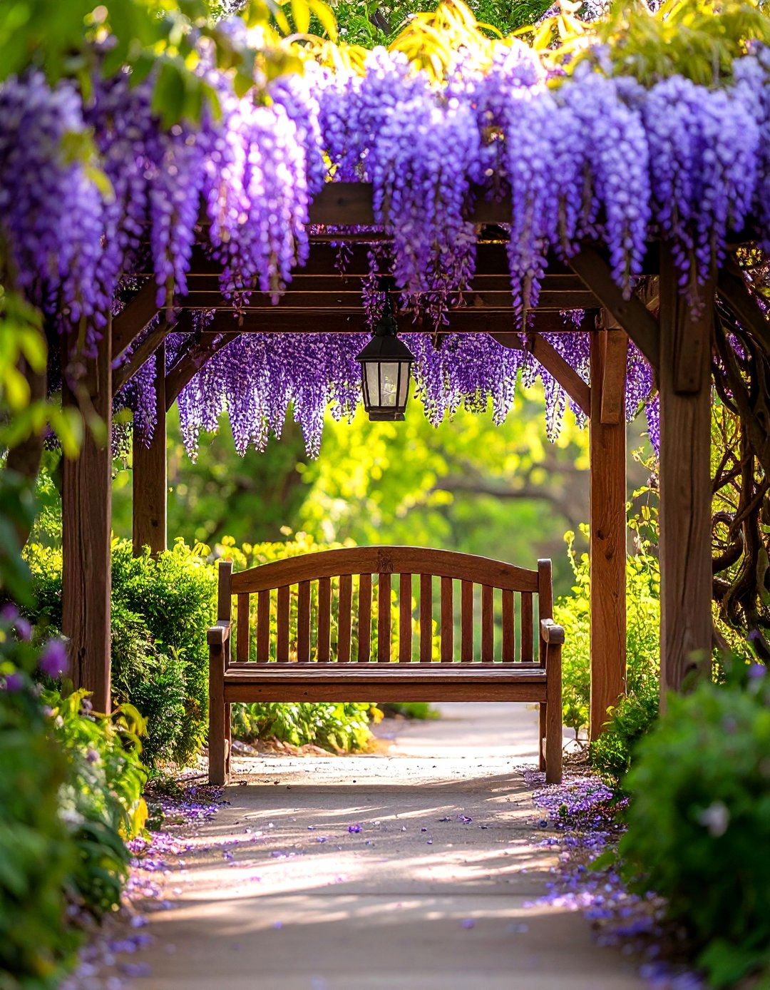 The Pergola Covered Garden Bench - 30 garden bench ideas
