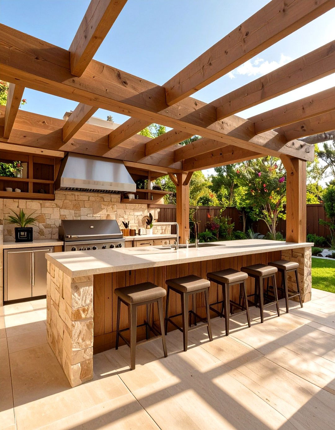 The Pergola Covered Outdoor Kitchen Patio - 30 bbq patio ideas