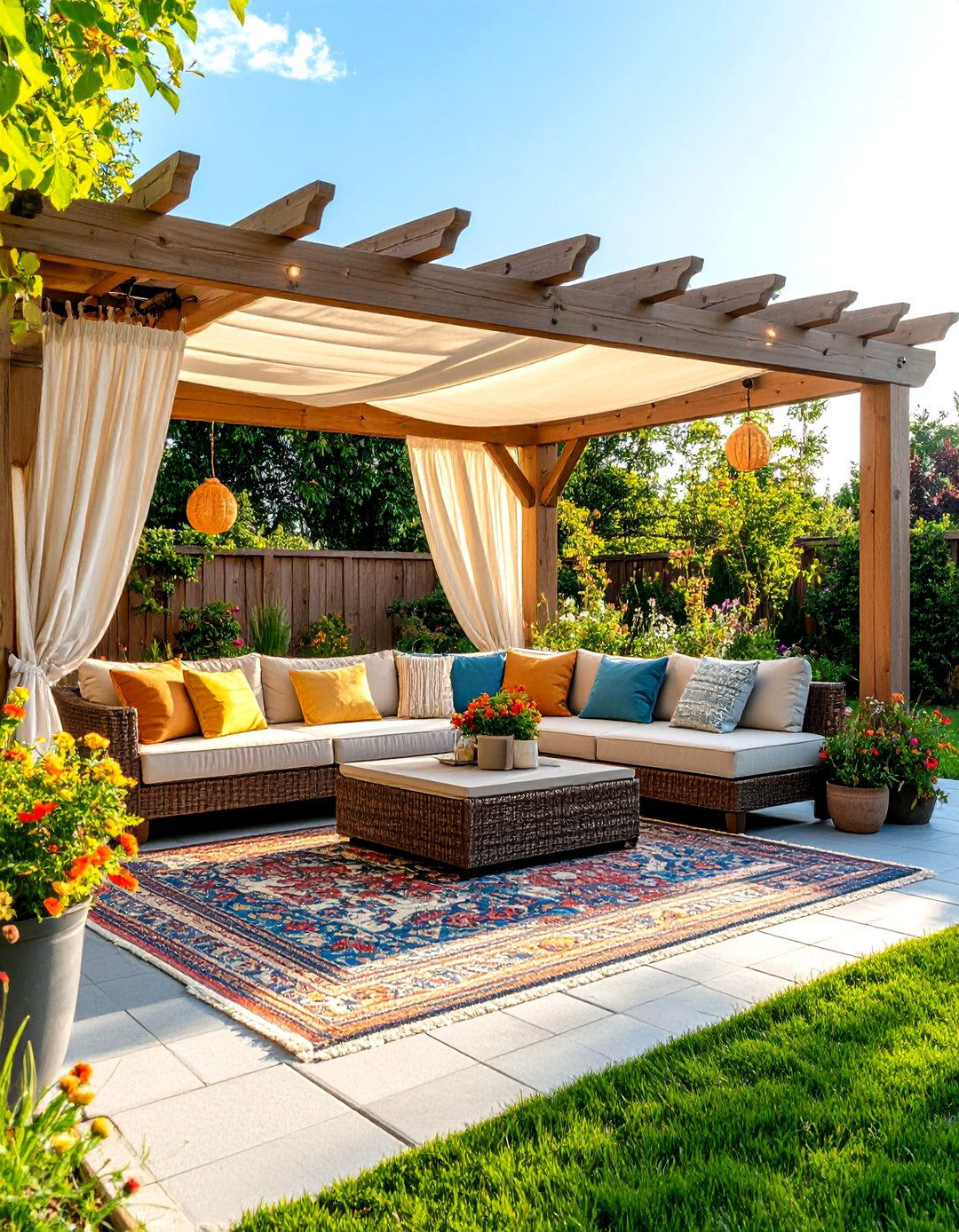 The Pergola Covered Outdoor Living Room - 30 backyard hardscape ideas