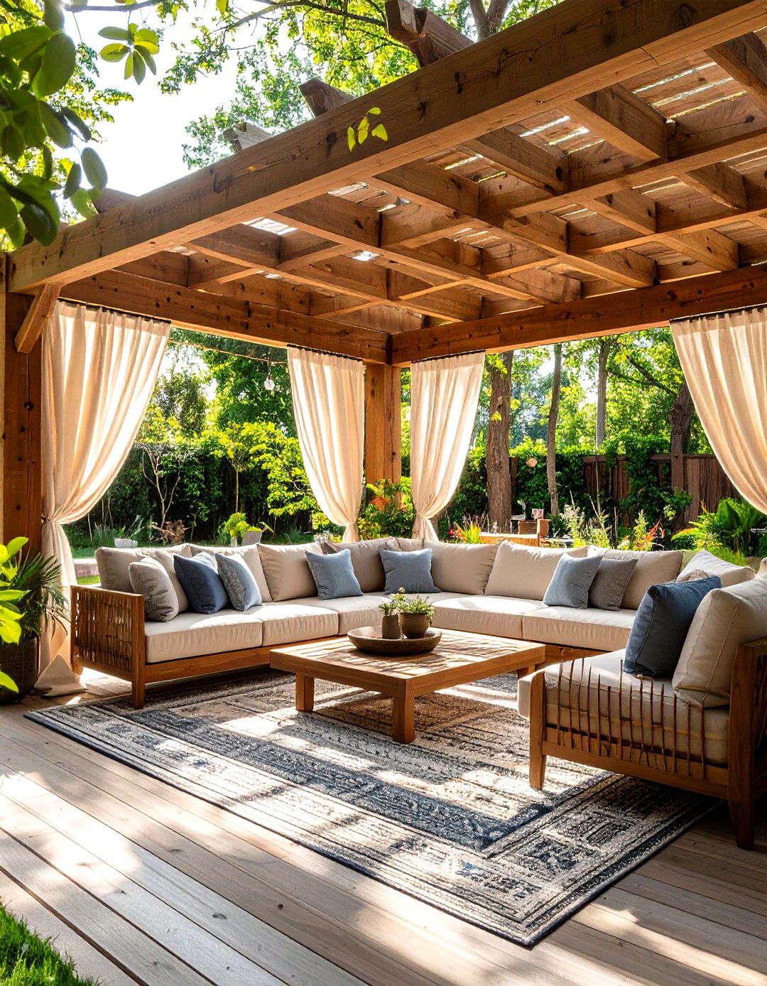 The Pergola Covered Outdoor Living Room - 30 large backyard ideas