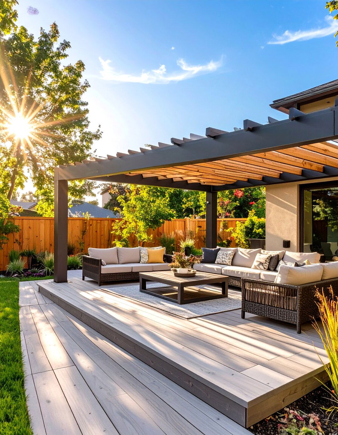 The Pergola Defined Deck - 30 custom deck designs