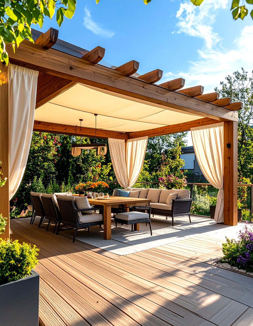 The Pergola with Retractable Canopies - 30 deck privacy screen ideas