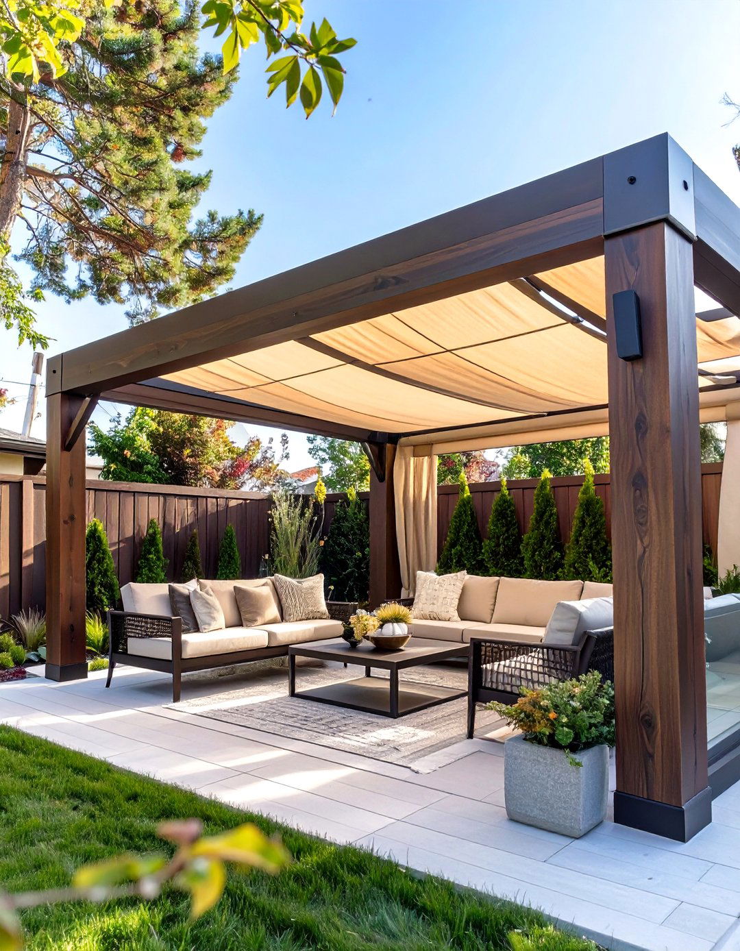 The Pergola with Retractable Canopies - 30 backyard patio enclosure ideas
