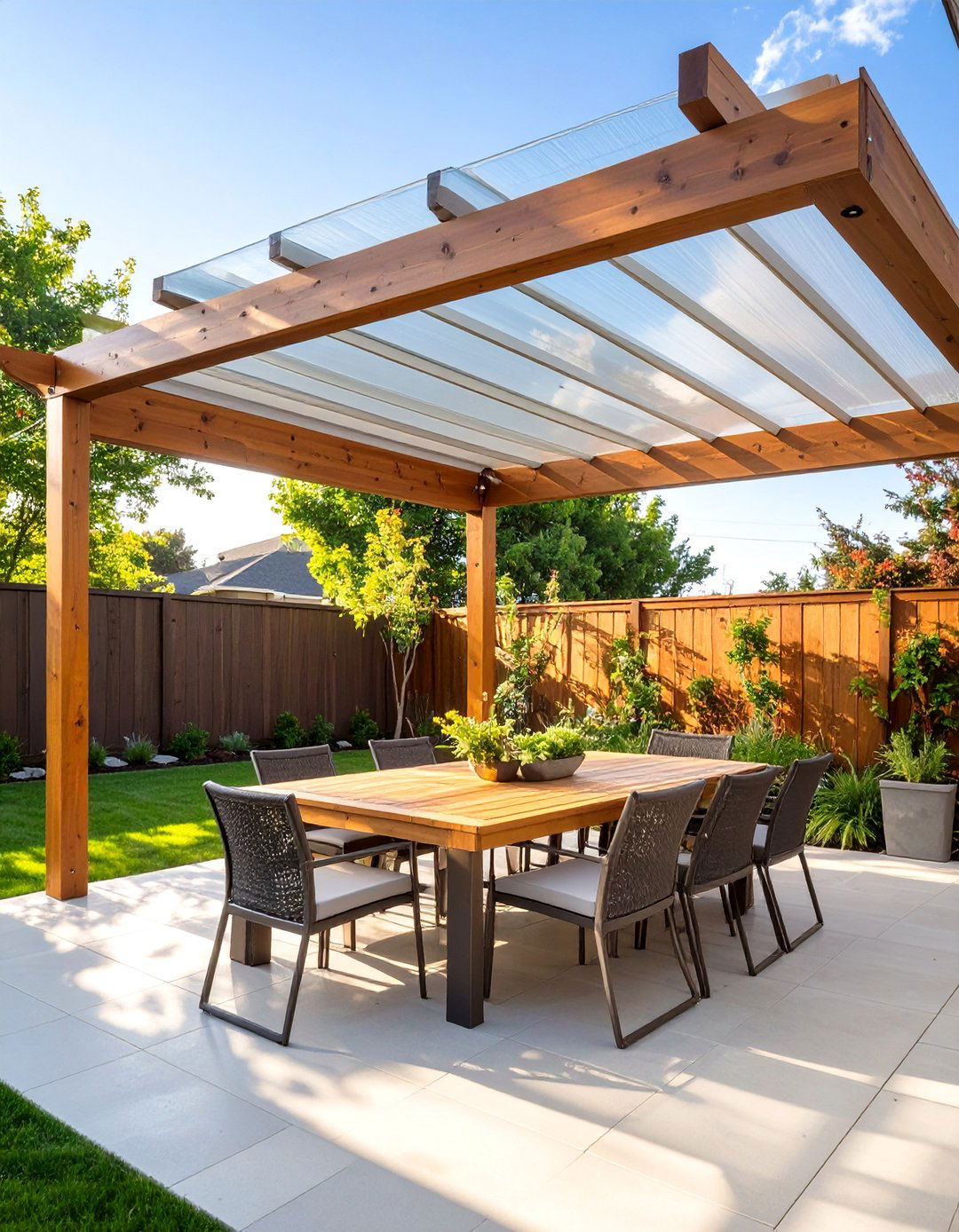 The Pergola with a Polycarbonate Roof - 30 backyard shade ideas