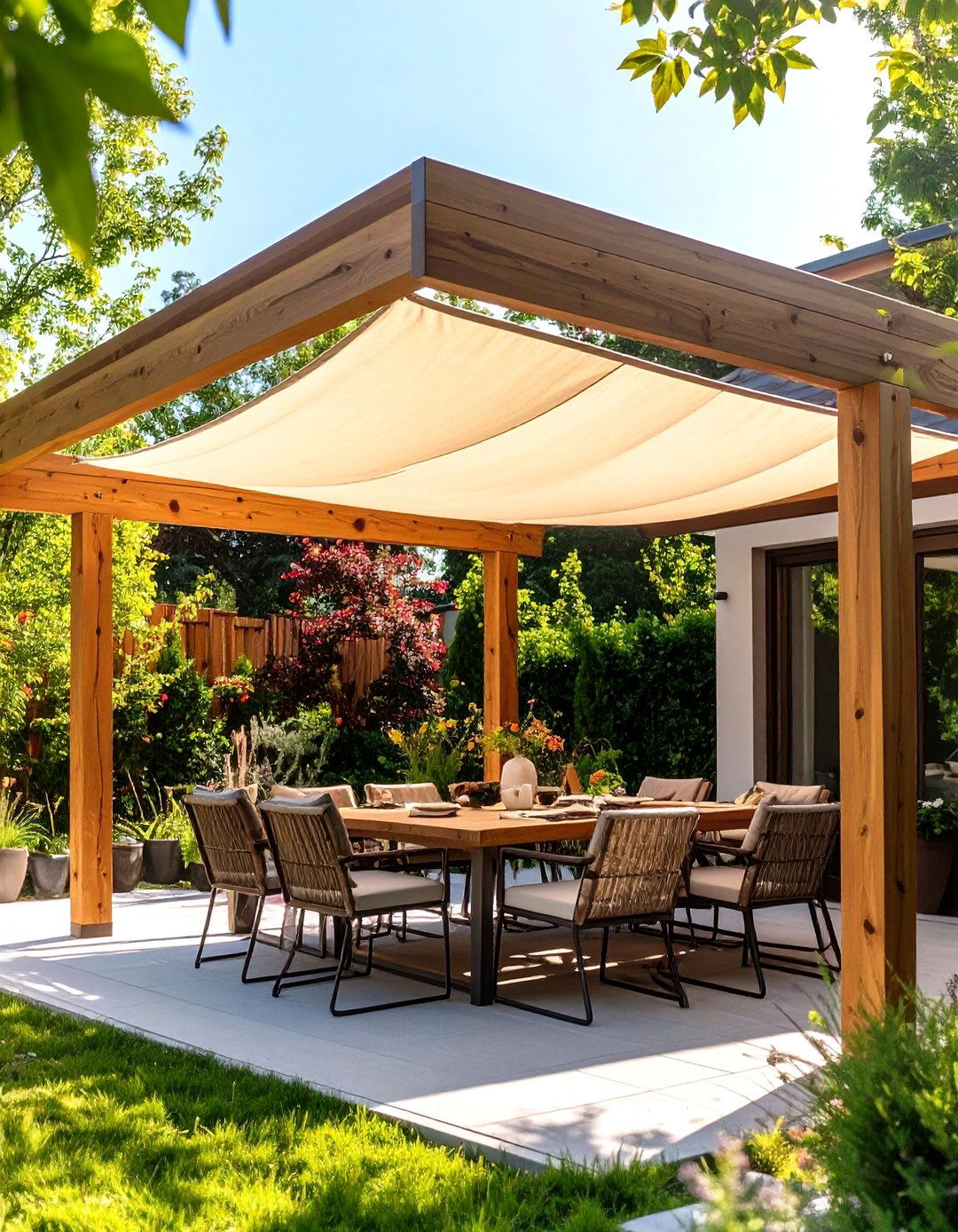 The Pergola with a Retractable Canopy - 30 covered patio extension ideas