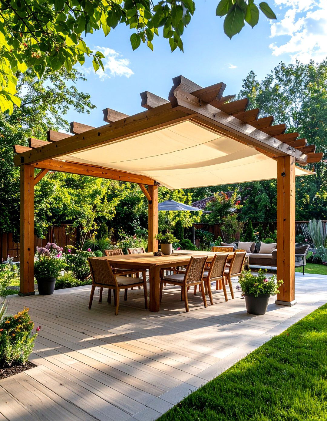 The Pergola with a Retractable Canopy - 30 backyard awning ideas