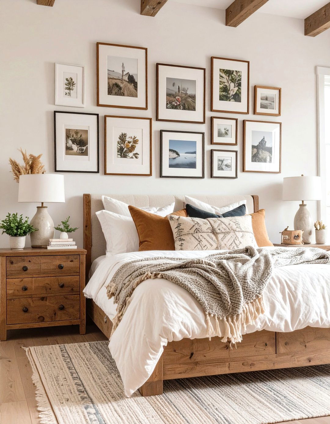 The Personal Gallery Wall - 30 modern farmhouse bedroom ideas
