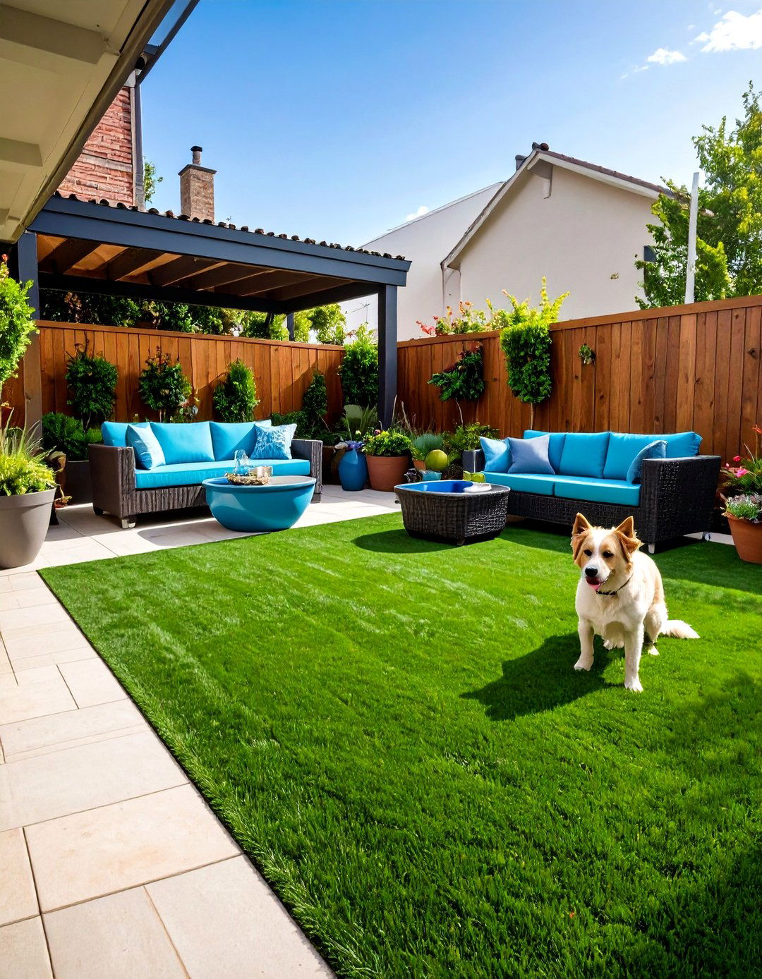 The Pet Friendly Turf and Paver Zone - 30 backyard ideas with pavers and turf