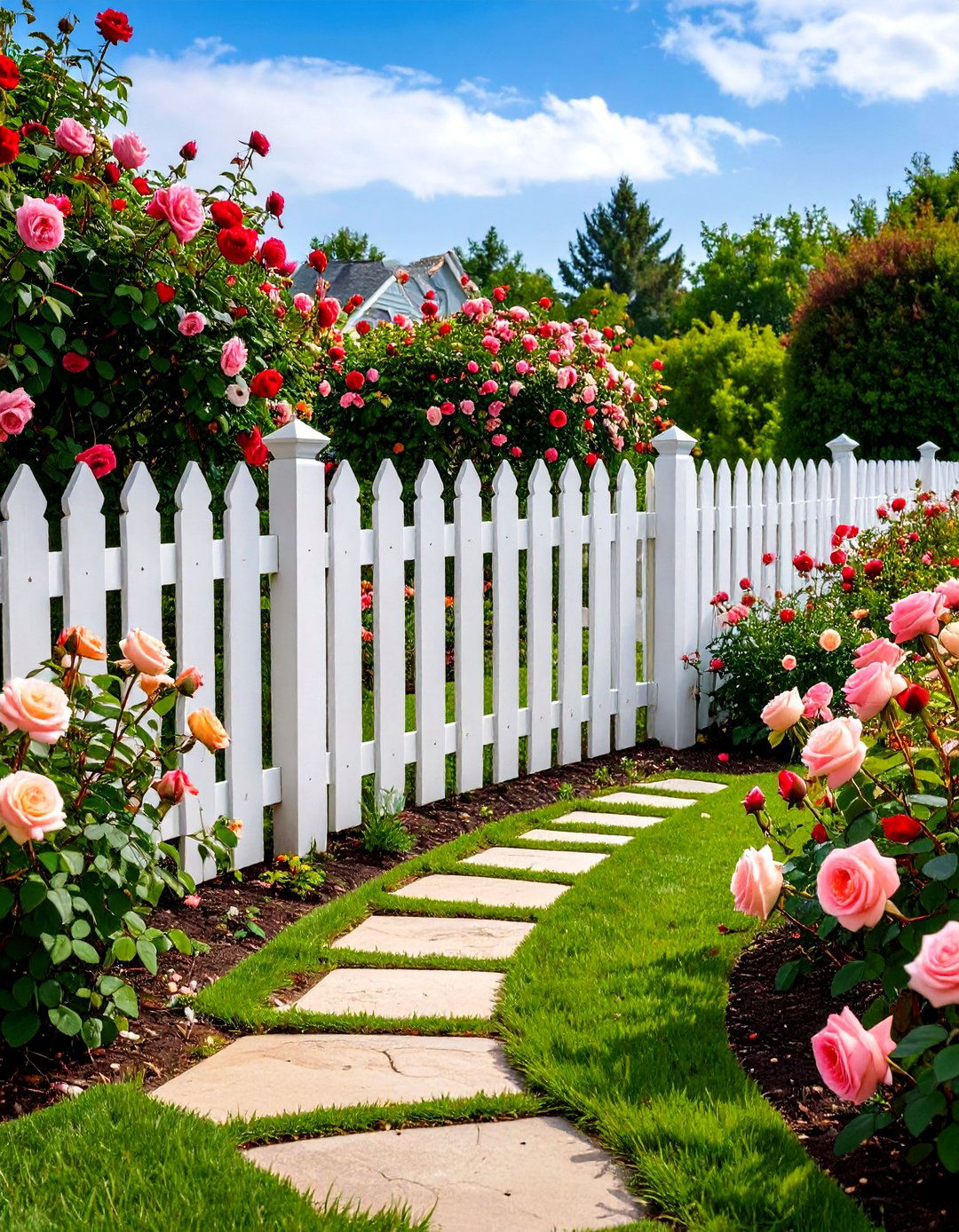 The Picket Fence and Rose Garden - 30 farmhouse landscaping ideas