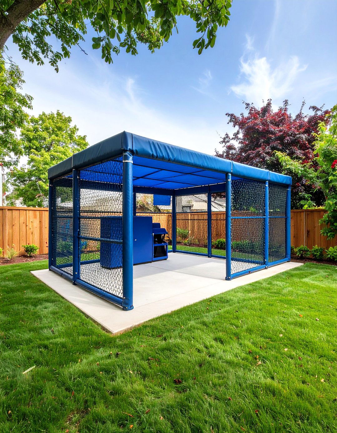 The Pitching Machine Integrated Batting Cage - 30 backyard batting cage ideas