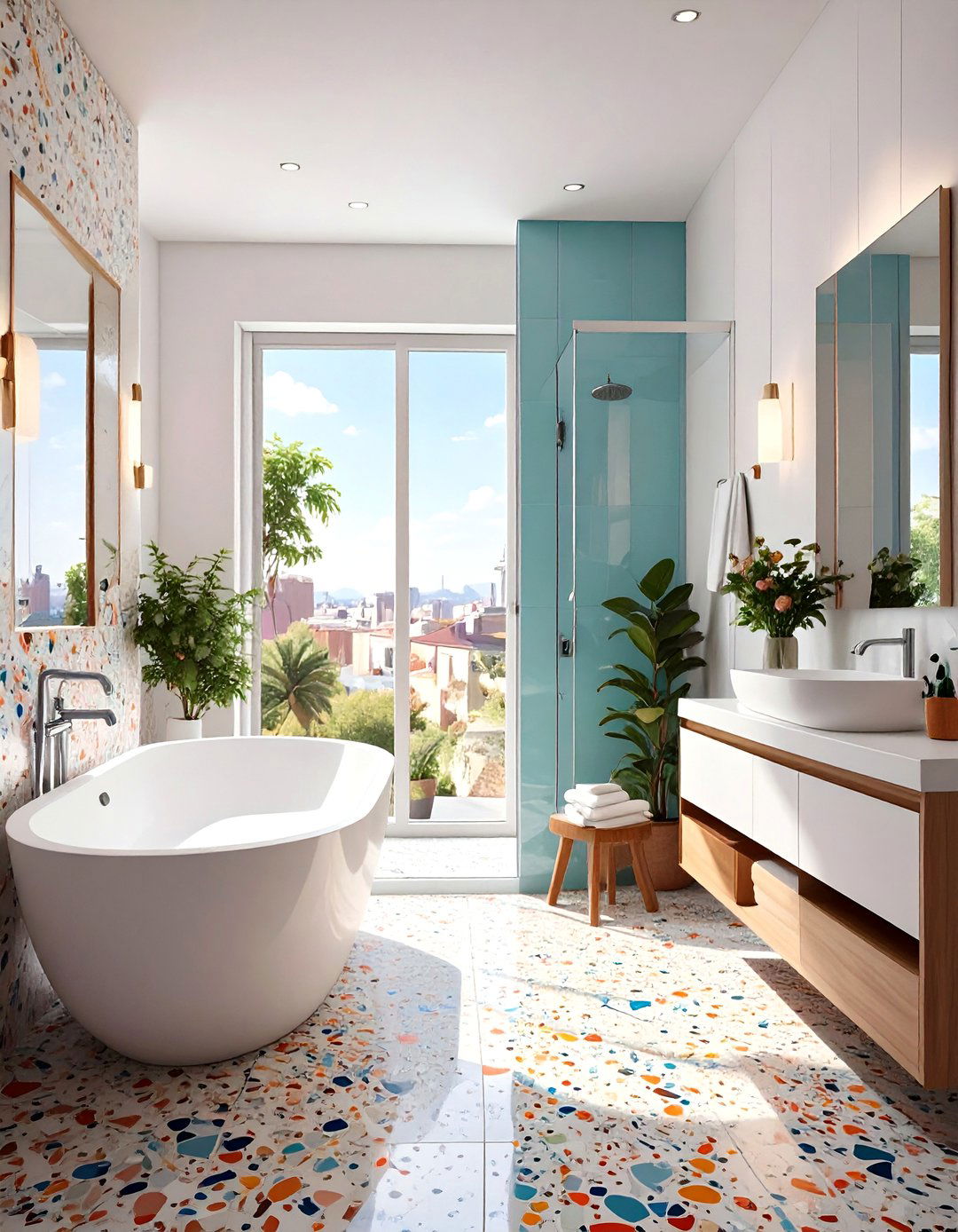 The Playful Bathroom with Terrazzo Tiles - 30 bathroom tile inspiration