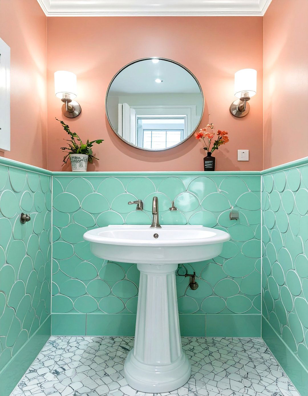 The Playful Coral and Mint Bathroom - 30 colorful bathroom ideas