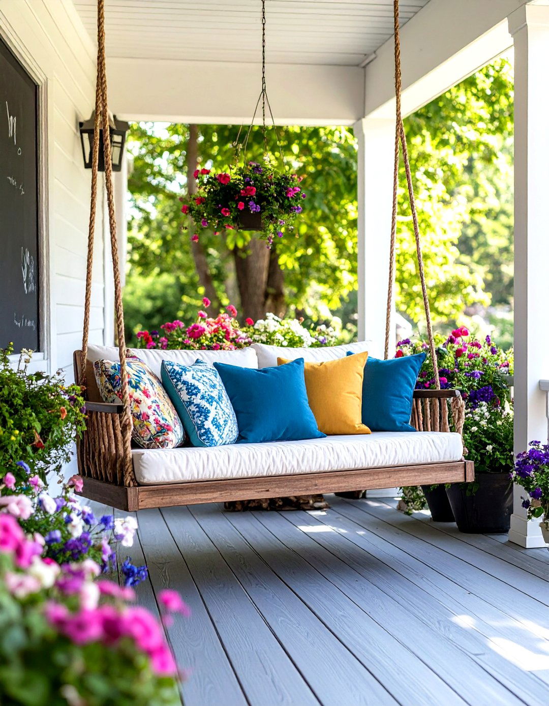 The Playful Family Friendly Porch Swing - 30 front porch swing ideas