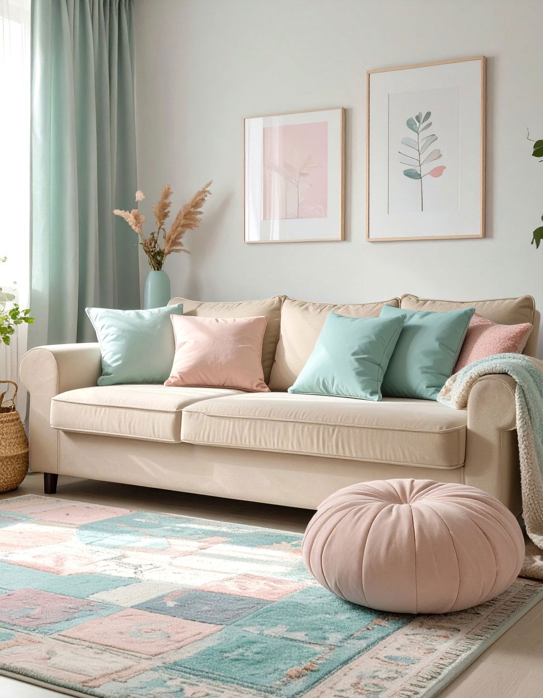 The Playful Pastel Living Room - 30 beige couch living room ideas