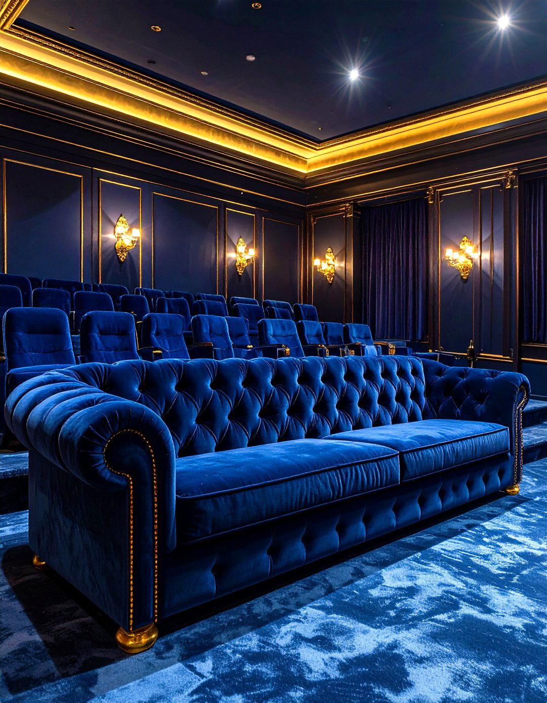 The Plush Velvet Lounge - 30 home theater seating ideas