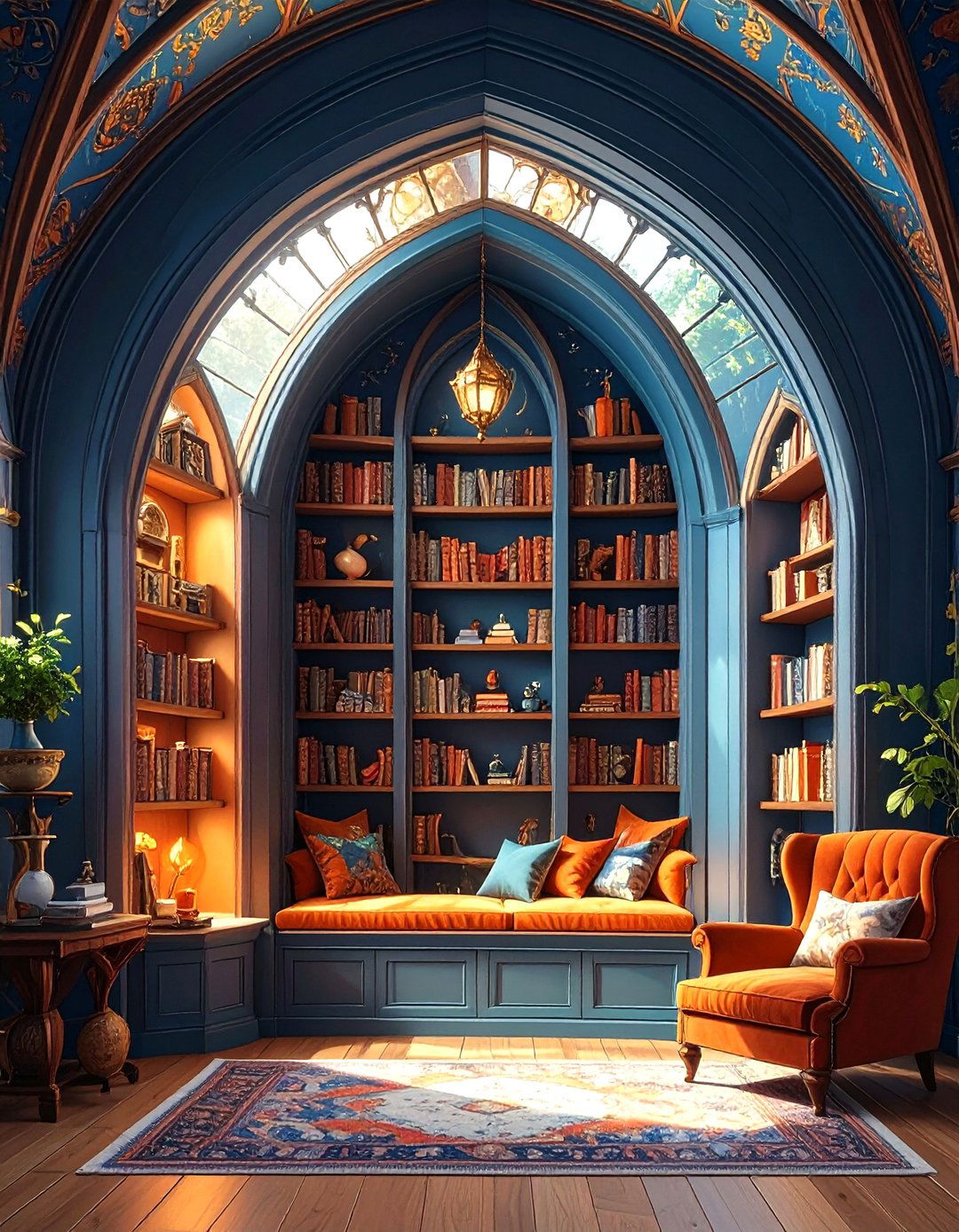 The Pointed Arch Bookcase Niche - 30 modern gothic interior design ideas