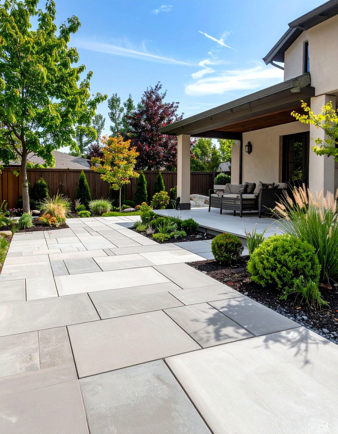 The Polished Concrete and Flagstone Mix - 30 flagstone patio ideas