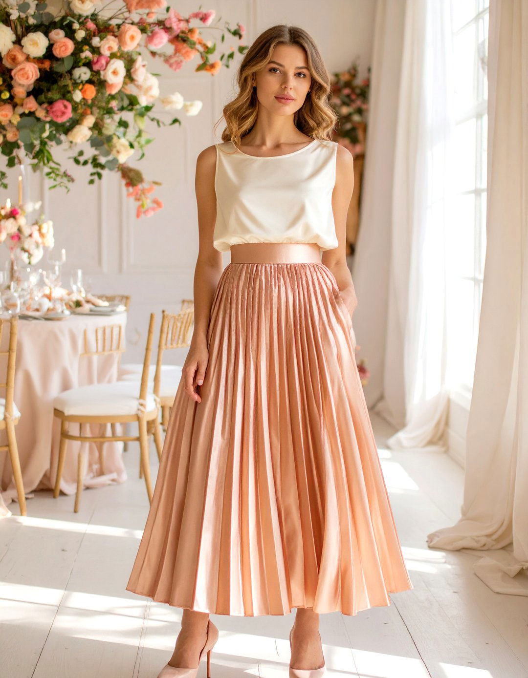 The Polished Pleated Midi Skirt - 30 baby shower guest outfit ideas