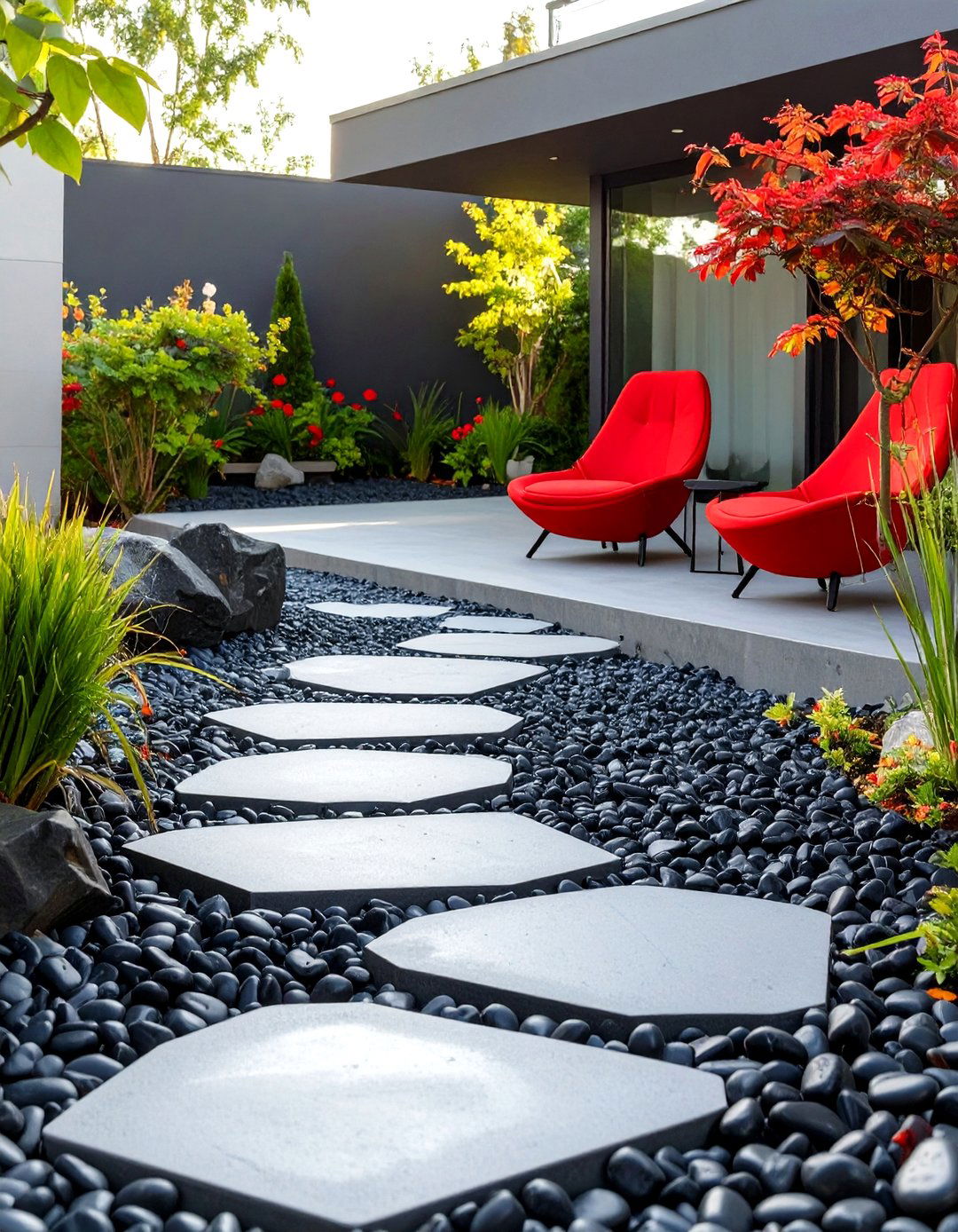 The Polished River Rock Expanse - 30 budget backyard ideas no grass
