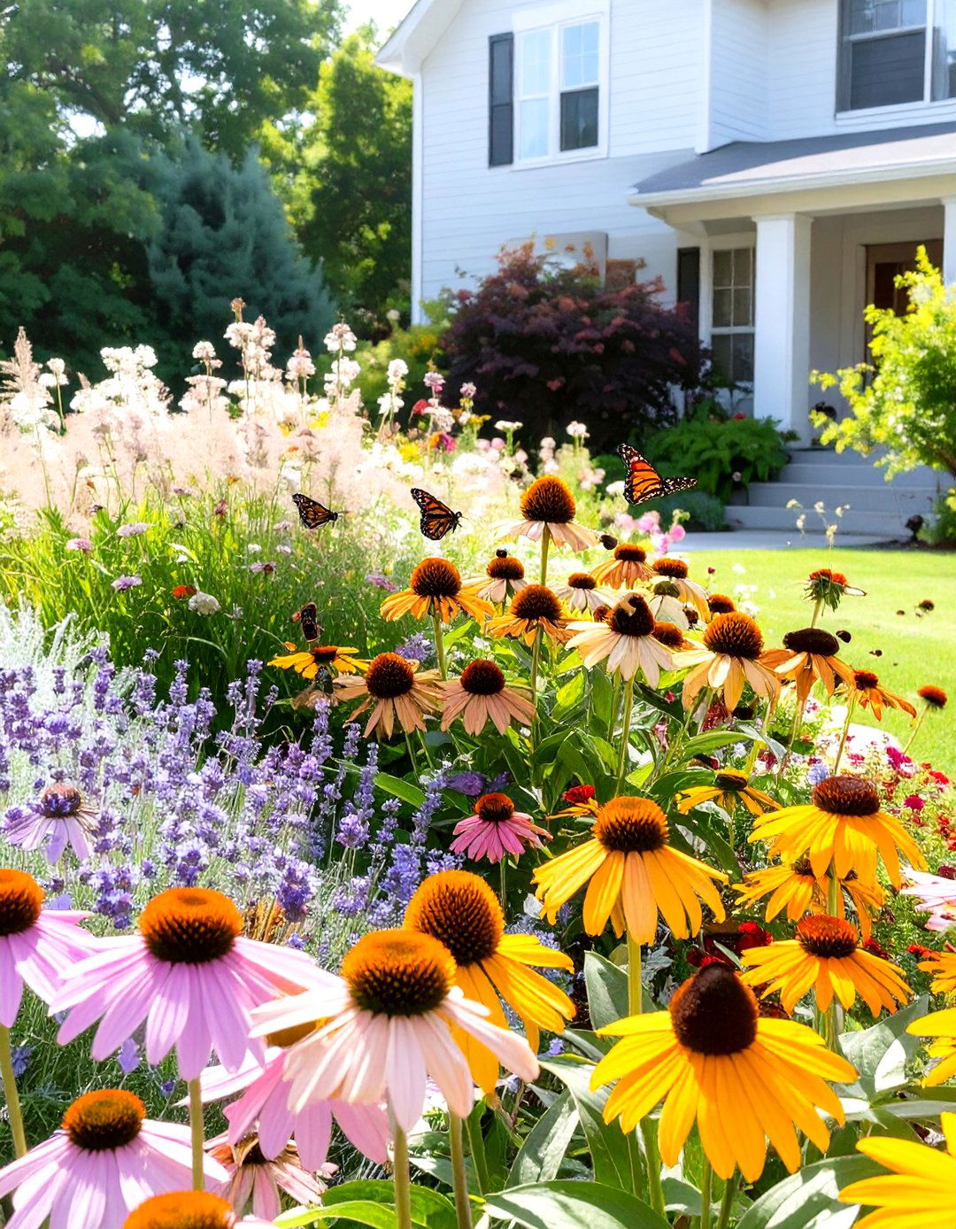 The Pollinator Friendly Garden Haven - 30 front house full sun perennial garden designs