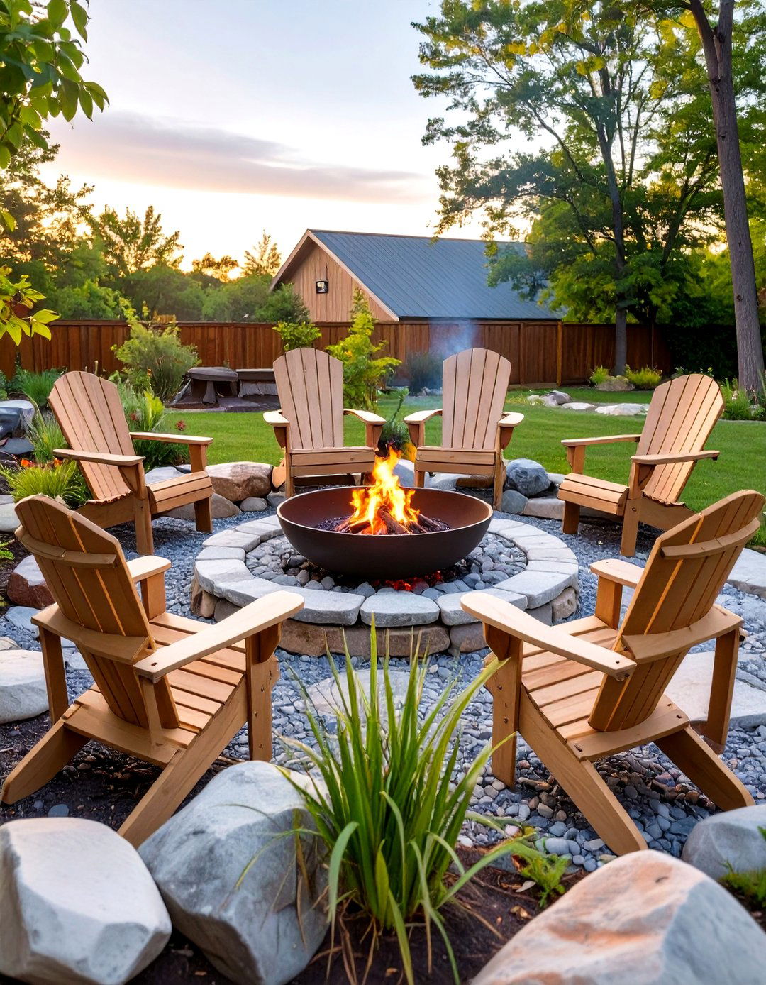 The Poly Lumber Adirondack Circle - 30 country backyard rustic fire pit ideas