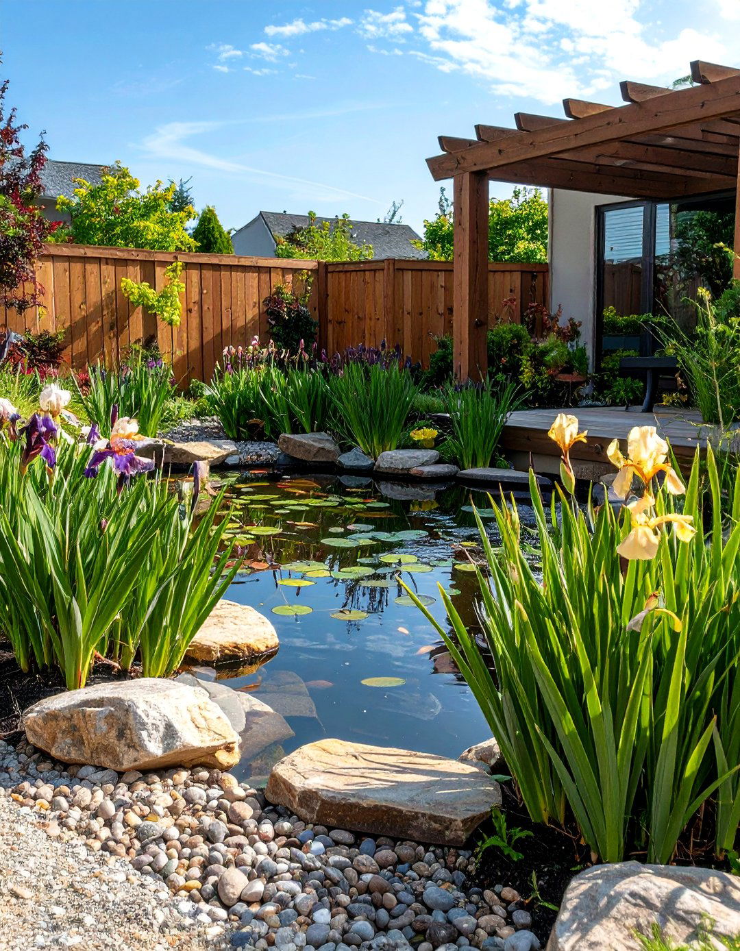 The Pond with Integrated Bog Filter - 30 backyard koi pond ideas
