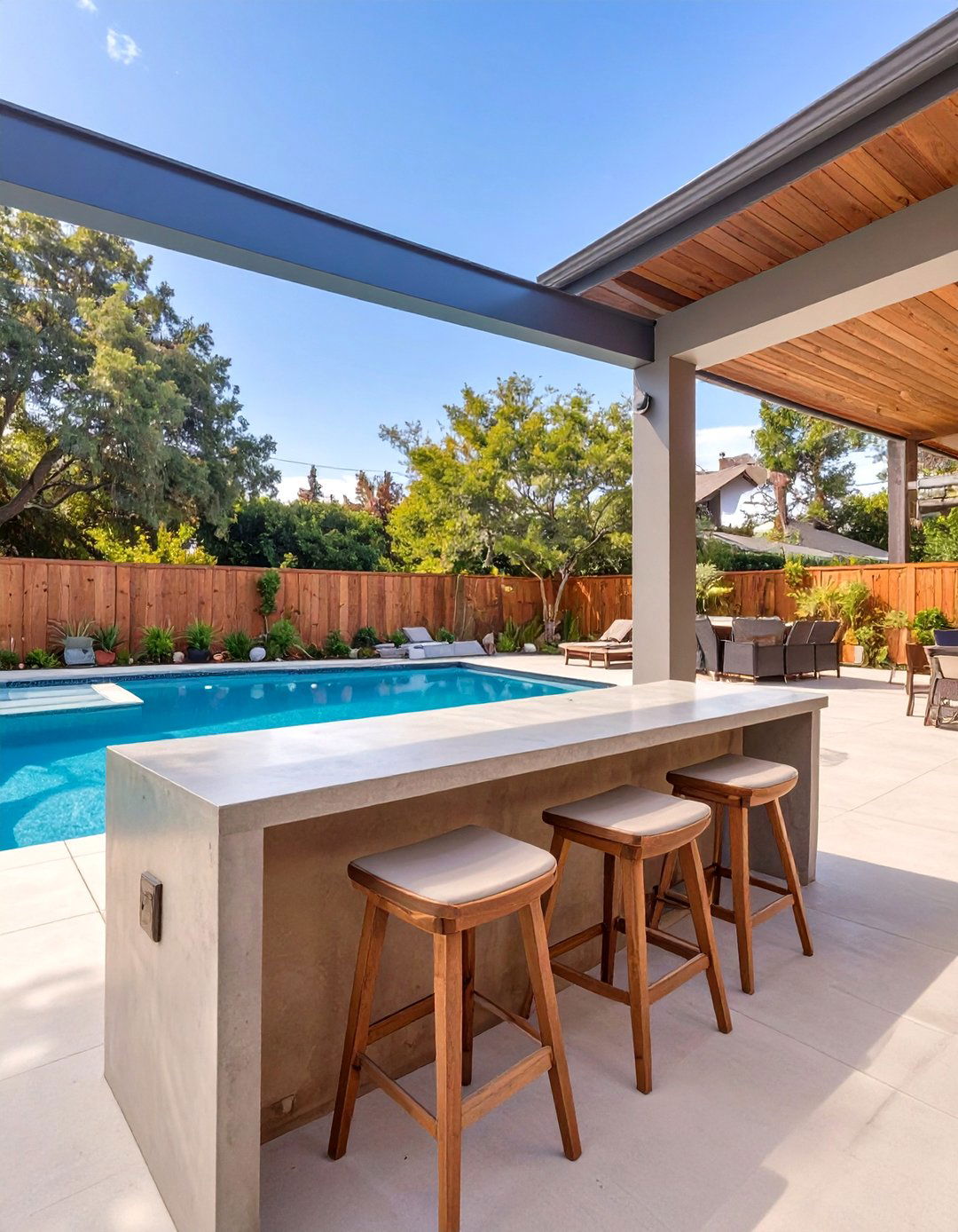 The Pool Deck with Integrated Bar - 30 deck ideas for above ground pools