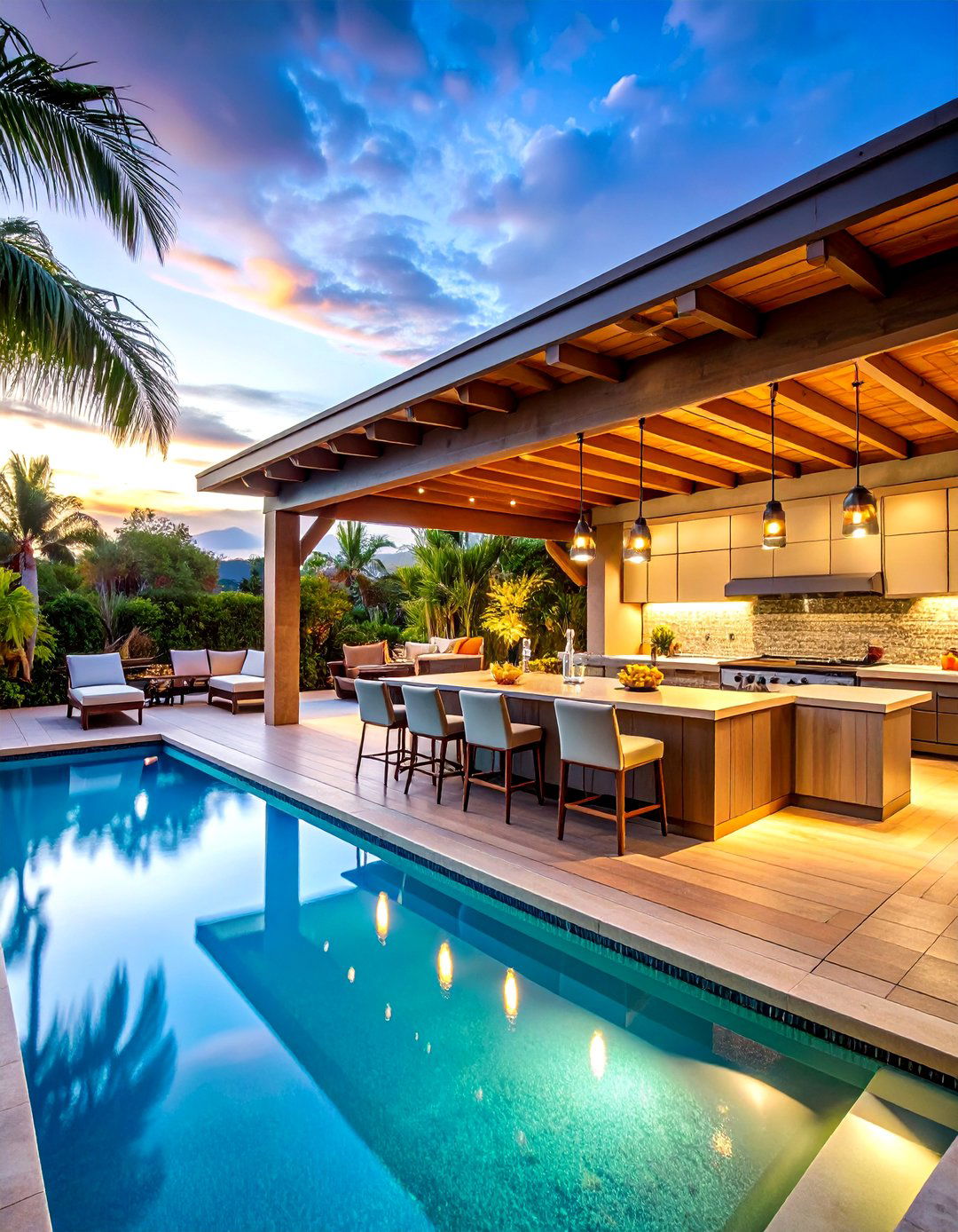 The Poolside Cabana Kitchen and Bar - 30 backyard covered outdoor kitchen ideas