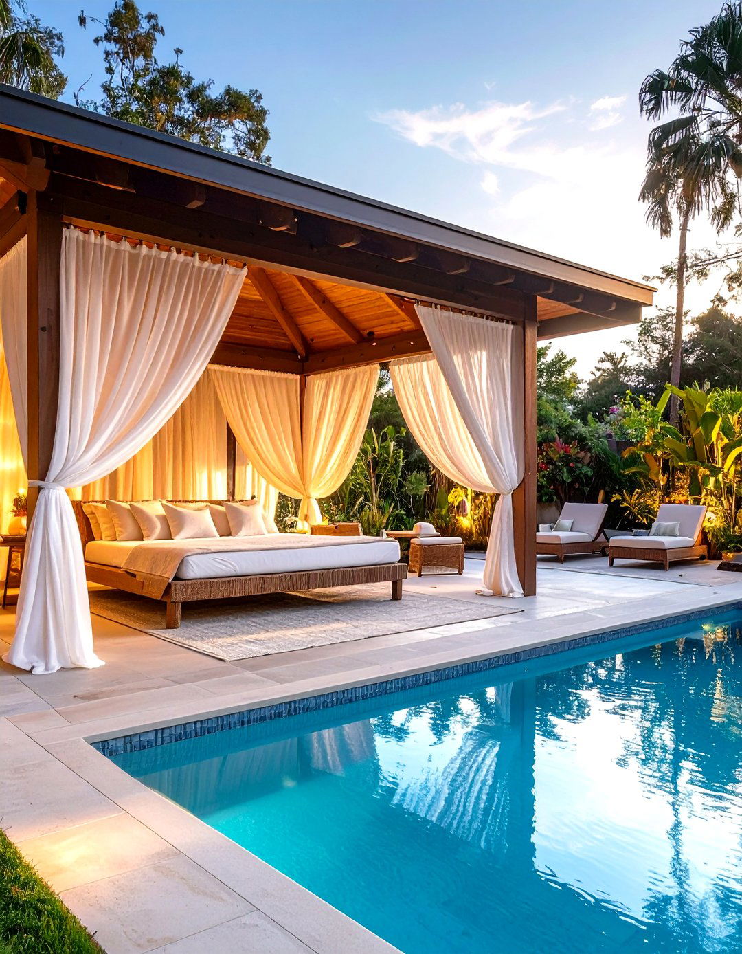 The Poolside Cabana Lounge - 30 backyard covered patio ideas