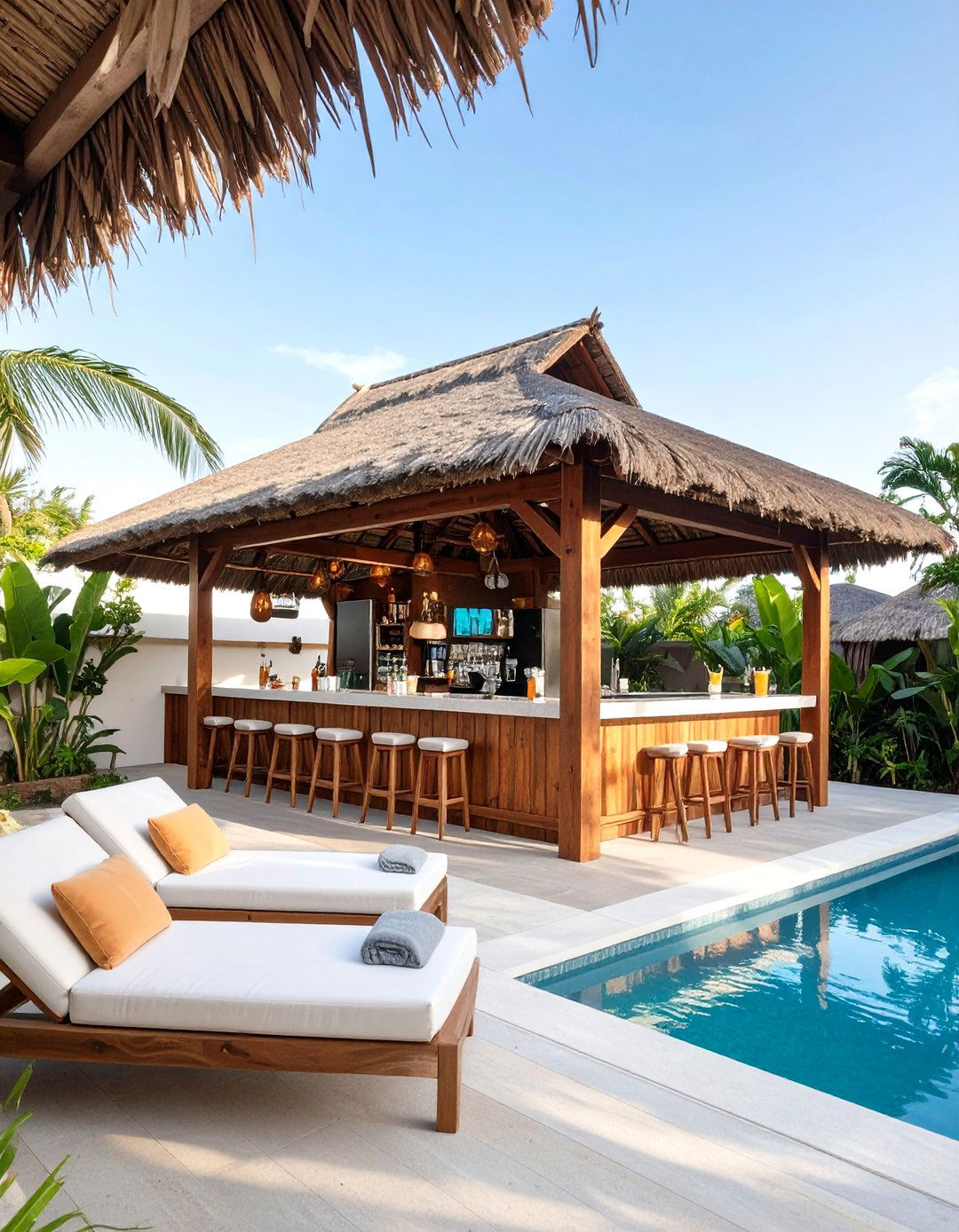 The Poolside Cabana Tiki Bar - 30 backyard tiki bar ideas