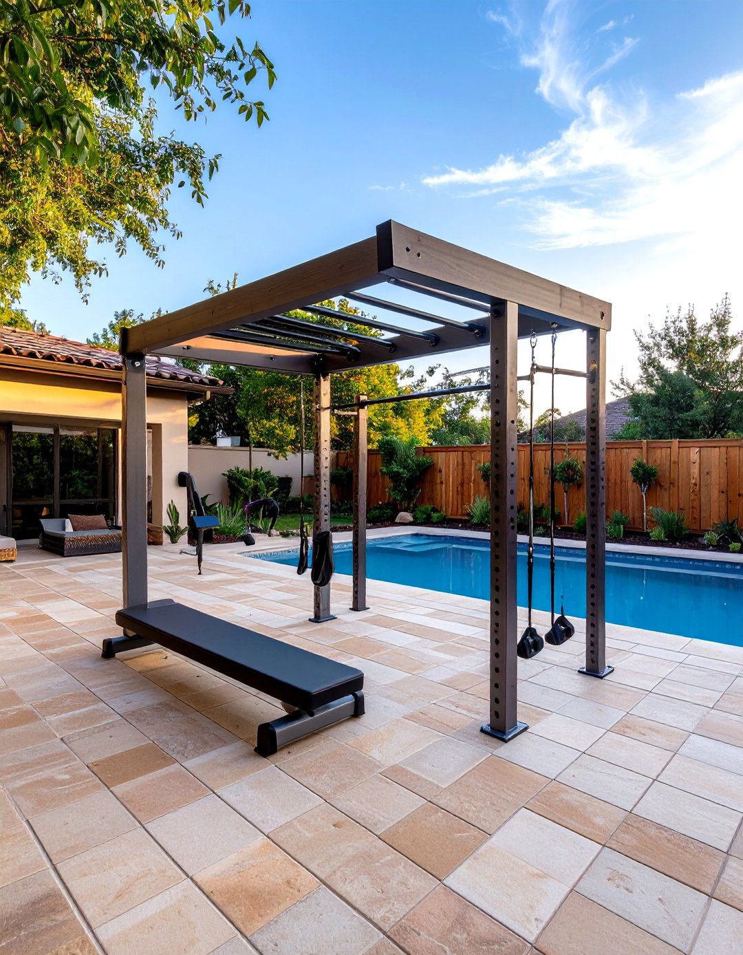 The Poolside Functional Fitness Area - 30 backyard gym ideas
