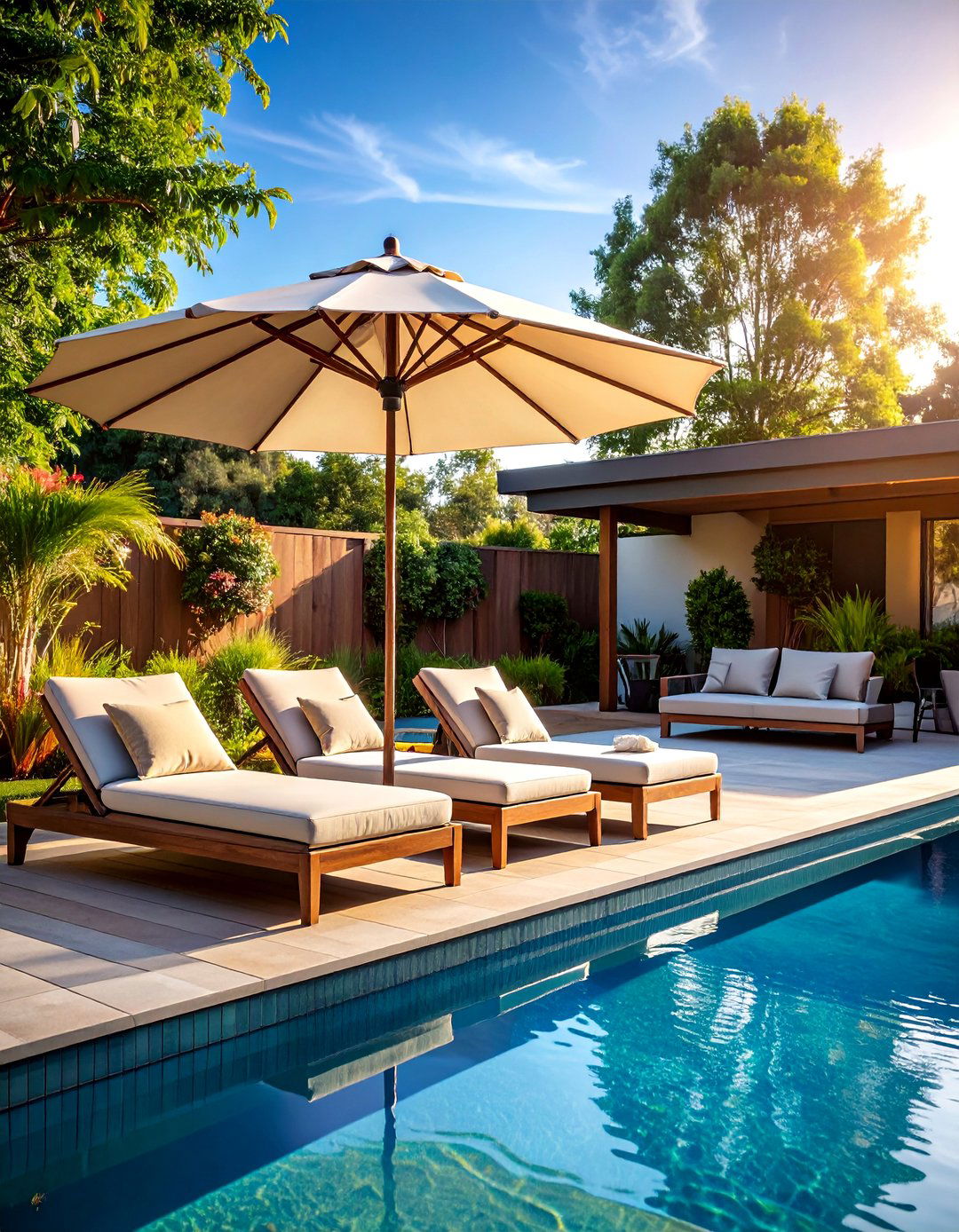 The Poolside Lounging Backyard - 30 backyard furniture ideas
