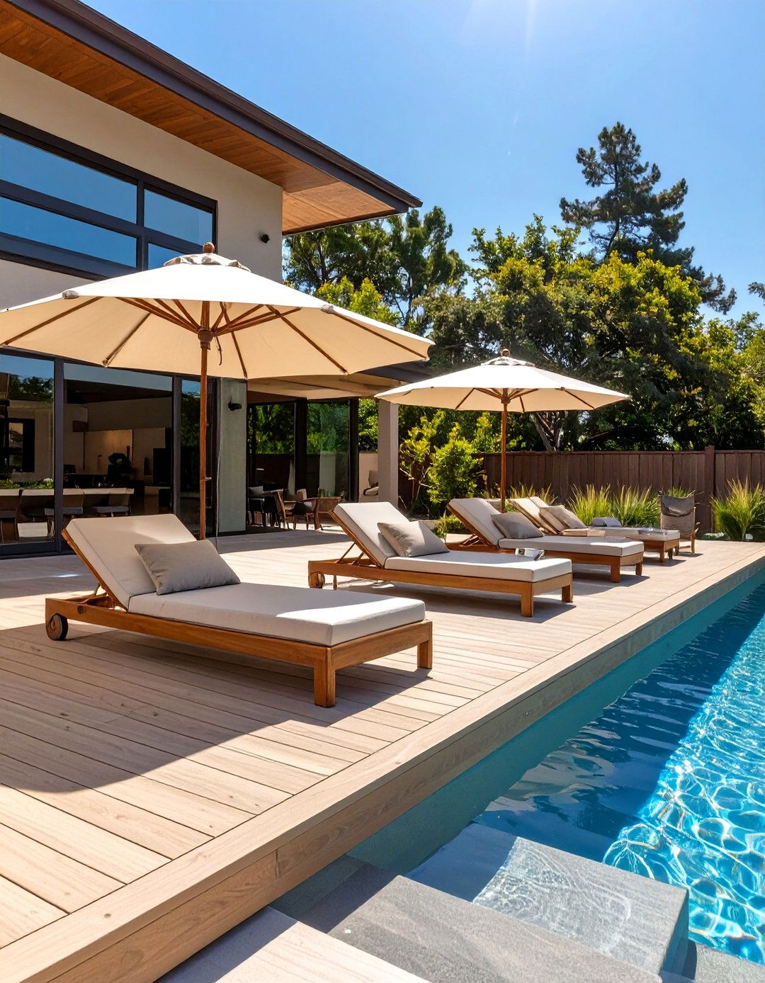 The Poolside Lounging Platform Deck - 30 deck design plans ideas