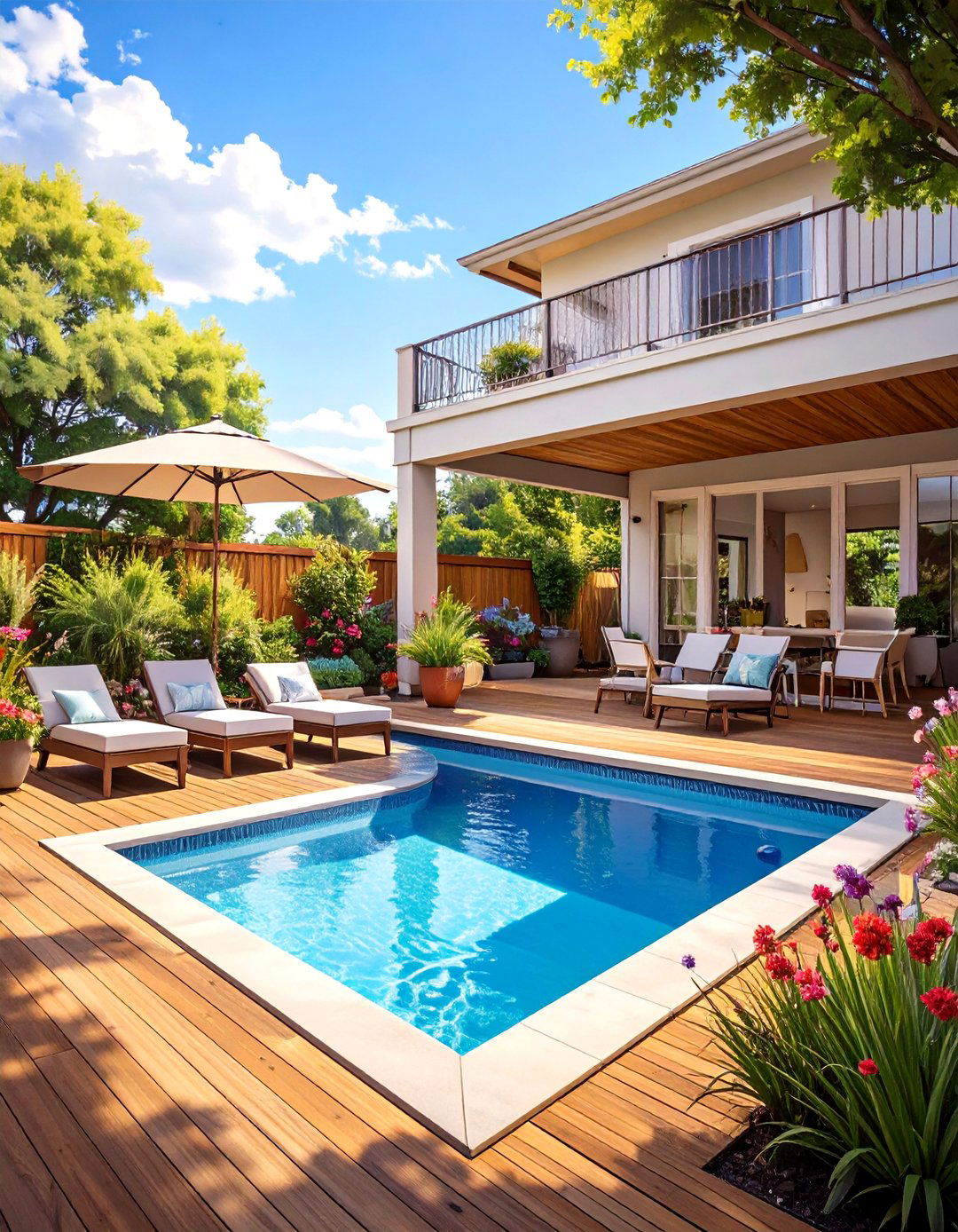 The Poolside Multi Level Deck - 30 backyard 2 level deck designs