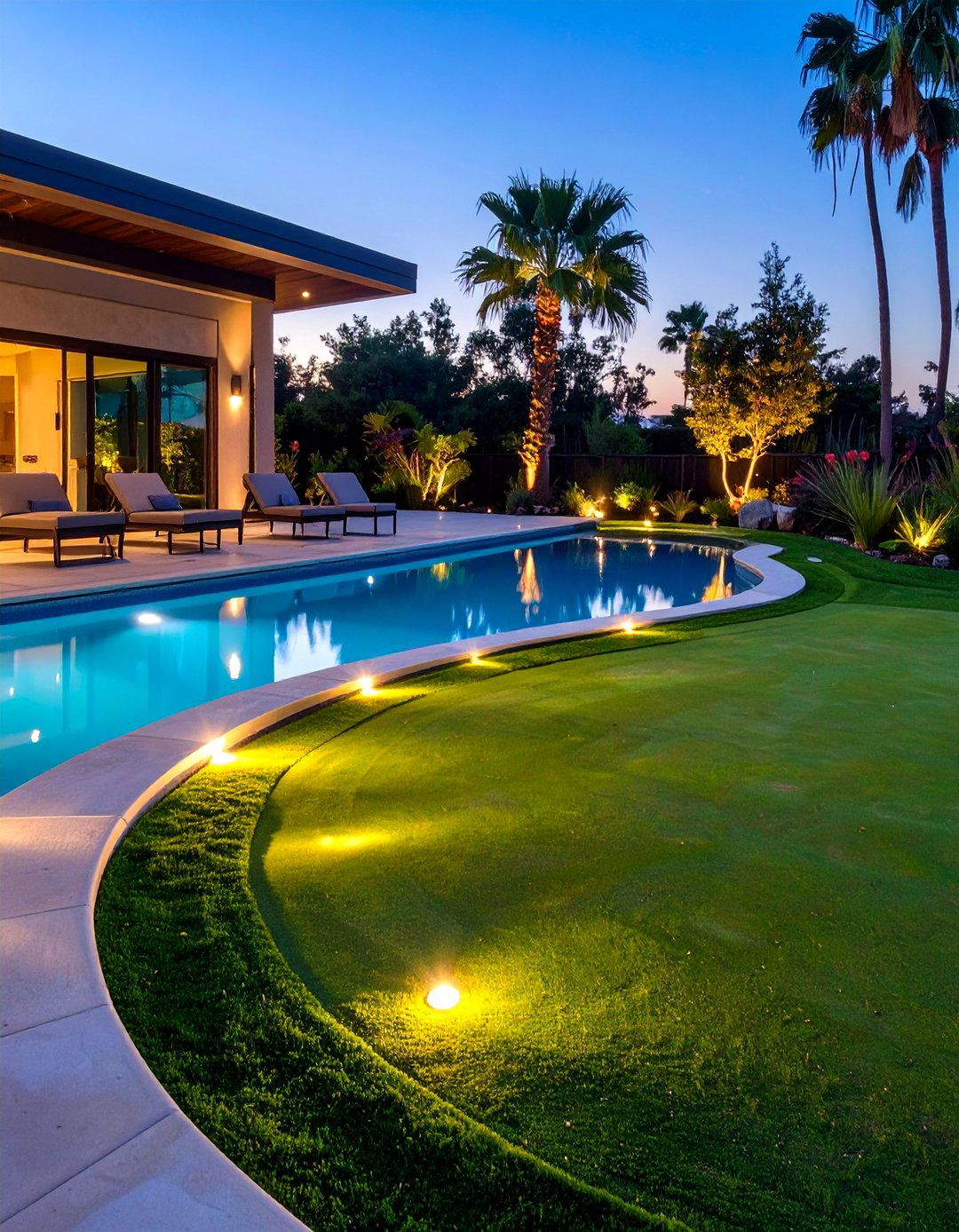 The Poolside Oasis Putting Green - 30 backyard putting green ideas