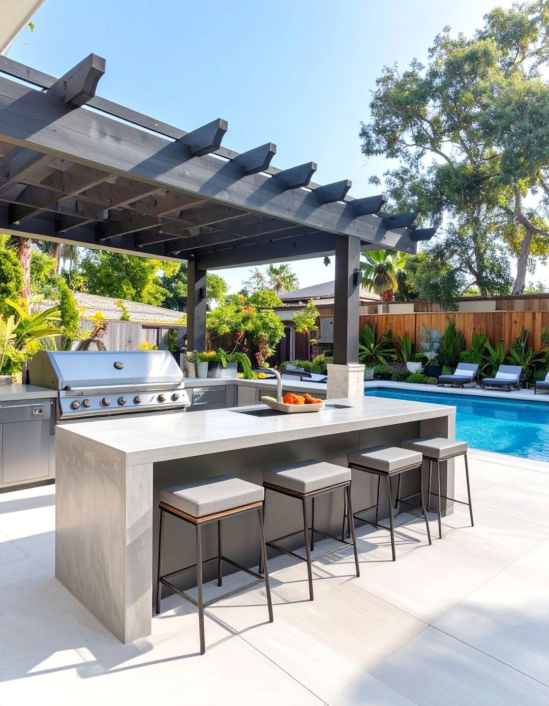 The Poolside Outdoor Kitchen and Bar - 30 backyard pool landscaping ideas