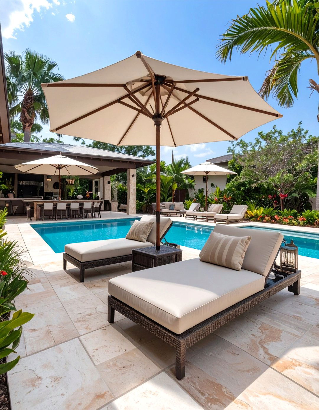 The Poolside Resort Style Patio - 30 backyard patio landscaping ideas